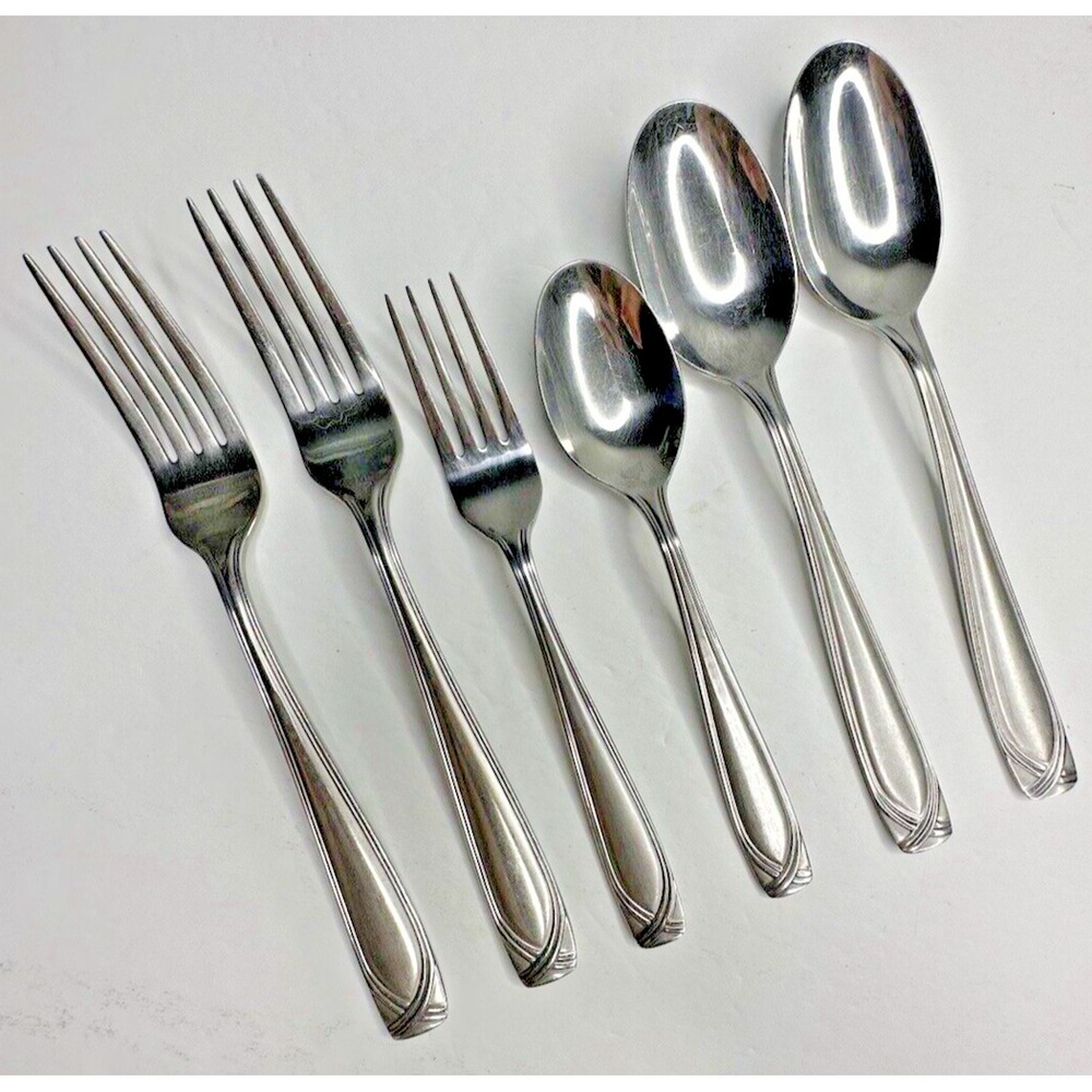 Cambridge Double Crossroad Satin Stainless Flatware 6 Pc Fork Spoon Replacement